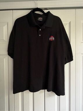 Men's Black Polo with Embroidered Ohio State Logo